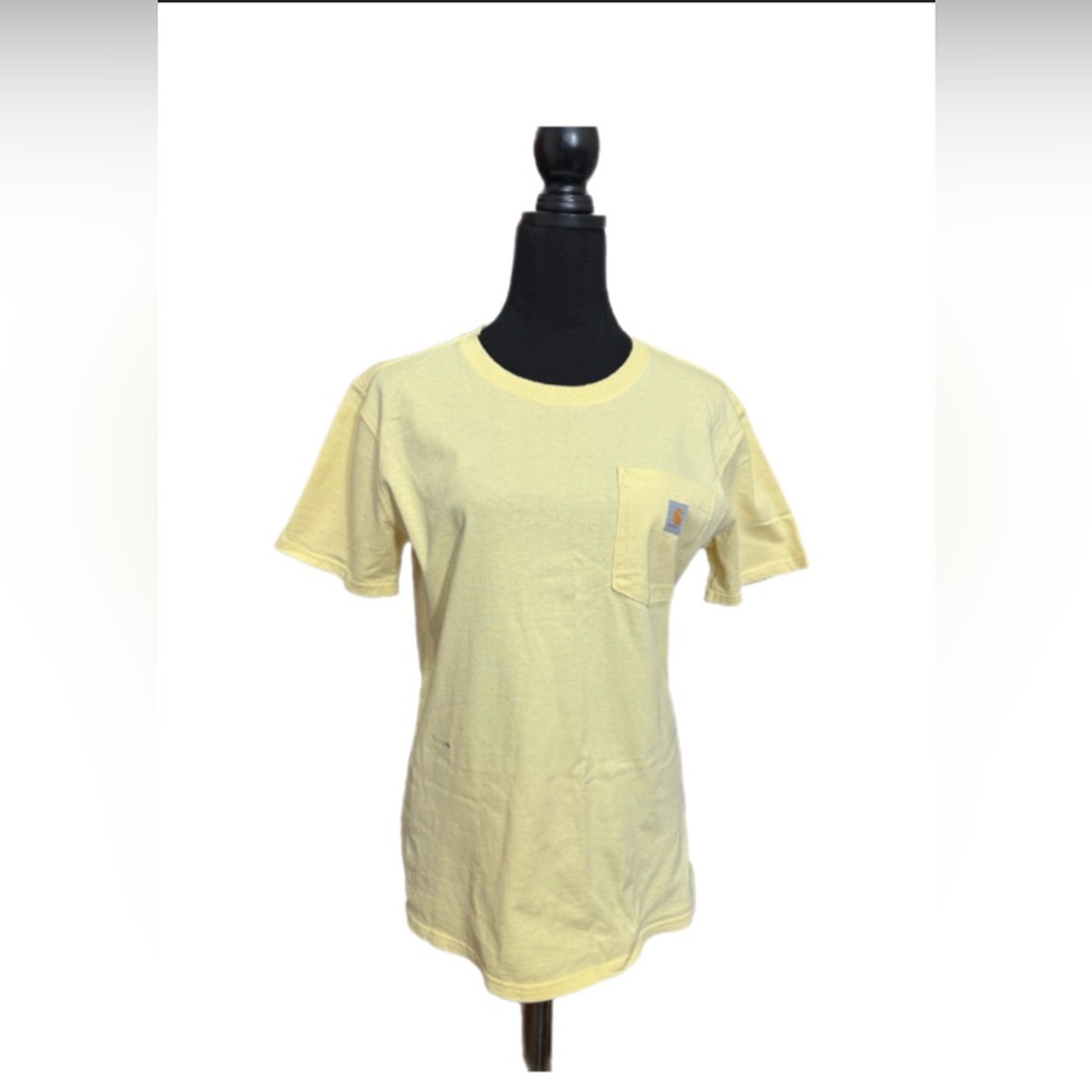 Carhartt Pocket T Shirt Yellow Loose Fit Heavyweight Cotton Small - Picture 7 of 10